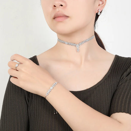 Dubai Bridal AAA Cubic Zirconia Luxury Jewelry Choker Necklace Set Fashion Saudi Arabia Wedding Accessories Dinner Sets CN3345