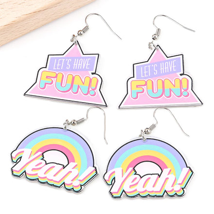 Cute Retro Cartoon Style Pendant Earrings Creative Acrylic Game Console Rubik's Cube Accessory Pendant Earrings