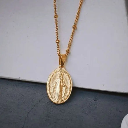 European Hot Selling Religious Gold Plated Guadalupe Virgin Mary Necklaces Catholic Christian Virgin Mary Pendant Necklaces