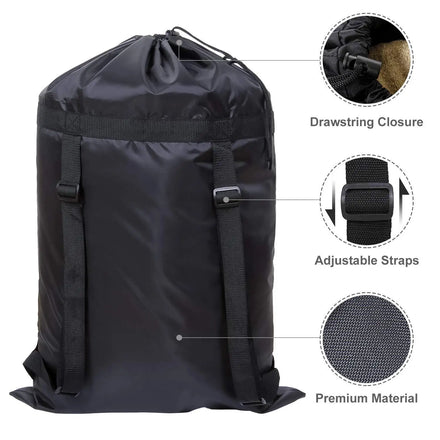 Customized Print Drawstring Designer Black Backpack Laundry Bag Large Camping Travel Clothes Storage Bag Life Shopping Bag