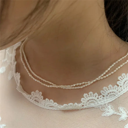 SP High Quality Luxury Freshwater Rice Pearl Choker Necklace for Women