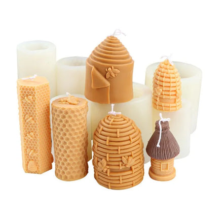 139813D Bee Honeycomb Candle Molds Beehive Silicone Mold for Homemade Beeswax Candle Soap