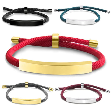 Wholesale Adjustable Custom Personalized ID Couple Bracelet Engraving Logo Custom Logo Bracelet