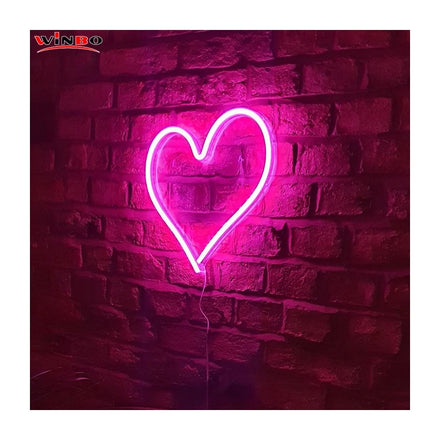 Winbo Wholesale Custom Neon Sign logo Kit Neon Led Wedding Party Supplies Decoration Pink Heart LED Neon Sign Custom