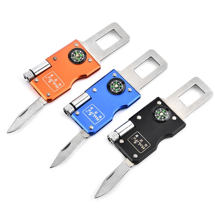 4 in 1 Multifunctional DIY Portable Stainless Steel Knife LED Torch Compass File Bottle Opener OEM Hand Tool for Outdoor Use