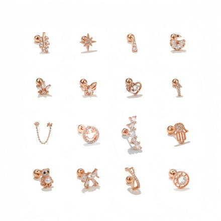 Minimalist Bowknot Zircon Ear Bone Stud Women Luxury High Sense Rose Gold Plated Zirconia Earrings Hot Ladies Diamonds Ear Stud
