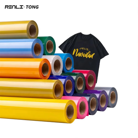 Renlitong PVC HTV Flex Thermoflex Textile Hot Peeling Pvc Withsticky Glossy Heat Transfer Iron Vinyl Htv for t Shirts Printing