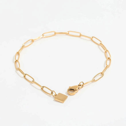 Fenny High End Fashion Safe Paper Pin Link Chain Square Wafer Pendant Bracelet Trendy Jewelry Stainless Steel Jewelry Wholesale