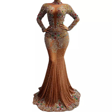 Singer Show Fashion Evening Party Rhinestones Diamond Dresses Sexy Girl Luxury Mermaid Dresses