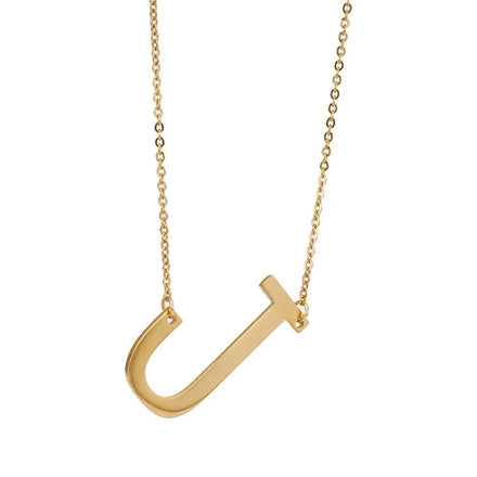 High Quality PVD Gold Plated 2mm Thickness Stainless Steel Letter Link Chain Necklace Tarnish Free Wholesale