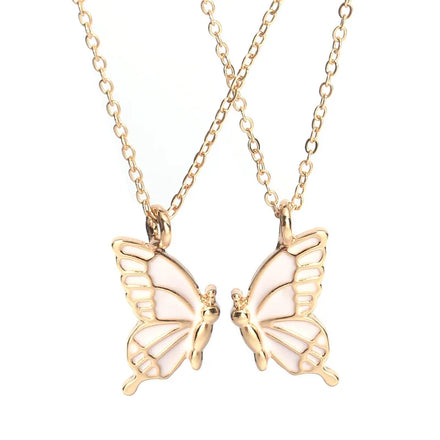 Fashion Best Friend Butterfly Necklace for Women Friendship Necklace Animal Card Clavicle Chain Pendant Valentine Day Gift