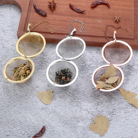 Custom Logo Mini Polybag Pack 3 Color Gold Stainless Steel Tea Ball Infuser Simple Customized Filter Utensil Loose Tea Diffuser
