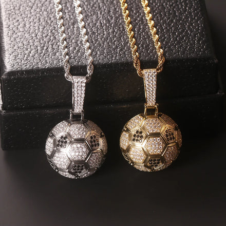 New Hot Selling Street Hip-hop Sports Style Colorful Football Pendant Accessory with Micro Inlaid Zircon Collarbone Chain