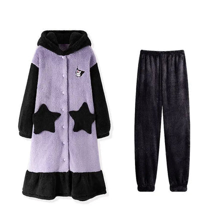 Women's Cute Cartoon Thickened Coral Velvet Household Clothes Wholesale of Kuromi Nightgown
