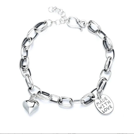 Popular Classic Retro Oval 925 Women's Sterling Silver Jewelry Bracelet