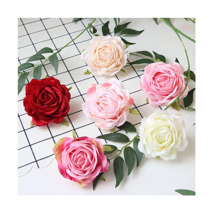 Silk Cloth Rose Head High-grade Imitation Flower Fake Flower Wedding Home Decoration Dress Diameter 9cm9 Layer 9 Color