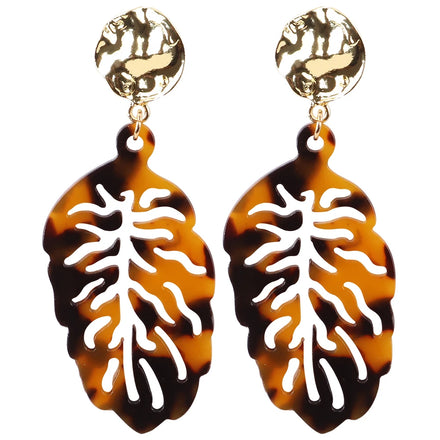 Acrylic Earrings Amber Marbling Senior Temperament Women Trendy Plant Water Drop Earrings Teardrop Earrings 1pair/opp Bag 1 Pair