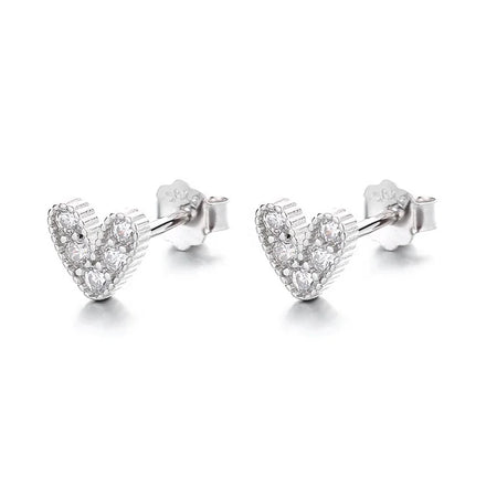 Yaeno Mini Heart Stud Earrings in Real Silver 925 Love Simple Jewelry for Kids