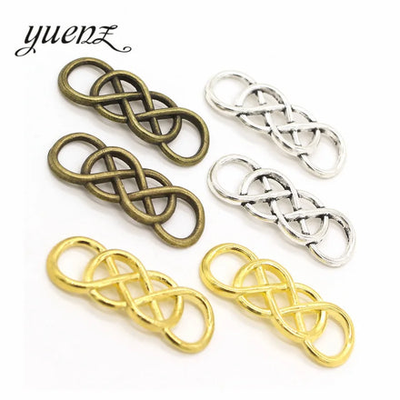 YuenZ Double Infinity Charms Antique Silver Color Metal Pendant for Necklace Bracelet Jewelry Making Finding 32*12mm B101