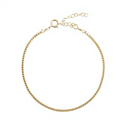 Trendy 18K Gold Plated Thin Shimmery Box Chain Bracelet for Girls in 925 Sterling Silver Jewelry Gifts
