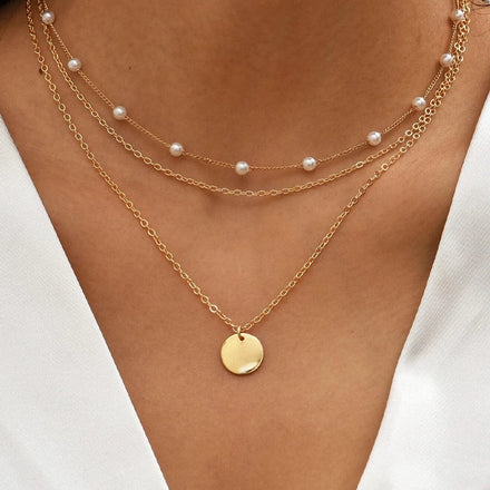 Ladies 18k Gold Plated Stainless Steel Stainless Steel Layering Necklace Women Dainty Pearl Necklace Minimalist Jewelry