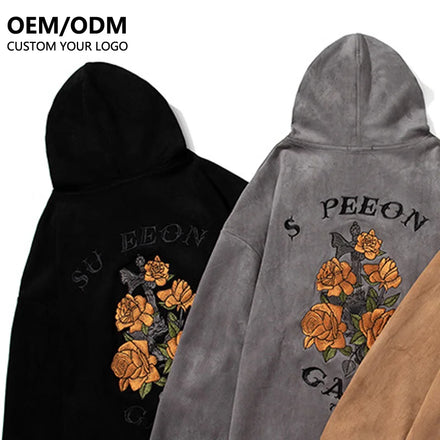 OEM New Design Custom Hooded 100% Cotton Oversized Knitted Winter Print Pullover Hoodies with Custom Logo Embroidery for Men