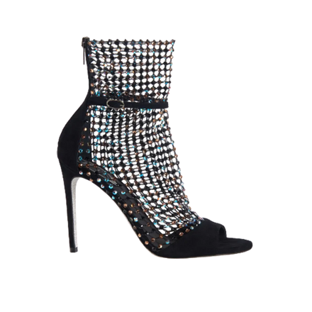 EVK2302 Evkoodance Women Jazz Ballroom Latin High Heel Fishnet PU Upper Rubber Outsole Black 10CM Professional Dance Sandals