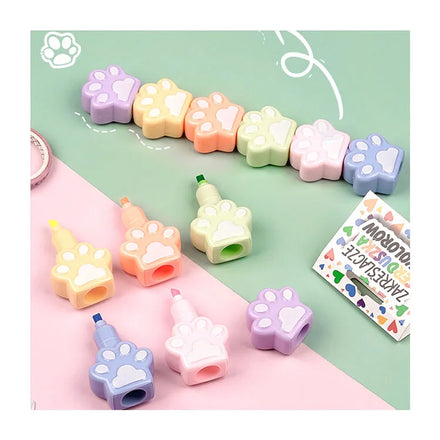Pastel Colors Cat Paw for Children's Painting Highlighters Pen Multi-function Pens for Kids Cute Kawaii Markers Station