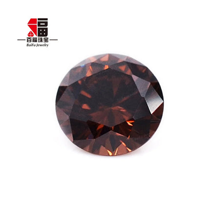 Baifu Light Russian Coffee Cubic Zirconia Round Brilliant Cut 1.0-3.0mm 4A 5A Loose Gemstone Wholesale