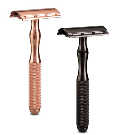 New Arrival Men Hair Removal Metal Handle Rose Gold Black Double Edge Barber Shaving Razor Classic Shaving Saftey Razor for Face