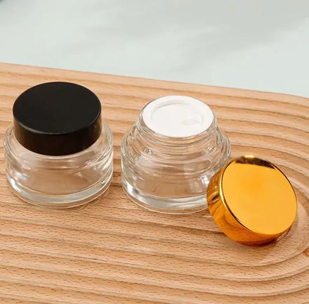 0.5oz 1oz 30g 50g Empty Clear Cream Cosmetic Glass Jar With Gold Silver Black Cap Lid