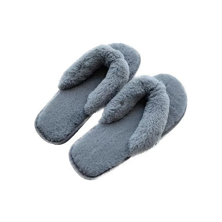 Winter Indoor Unisex Slipper Warm Women Men Fashion Casual Open Toes Flip Flops Soft Plush Fur