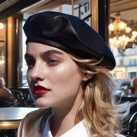 Same Style Classic Black Leather Berets Hat Outdoor Fashion Black Artist Pastel Party Beret Cap Fashion Leather Berets