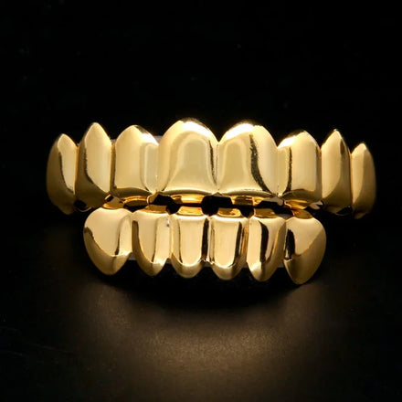 Custom Fashion Hip Hop Solids Grills 10K 14K 18K Gold Bling Sun Cut Letter Open Face Teeth Grillz for Women