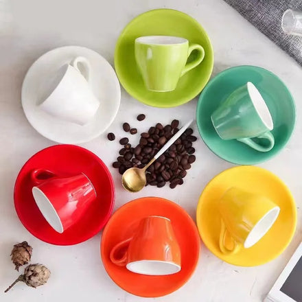 European Style Coffee Cups and Saucer Set Ceramic Espresso Cup