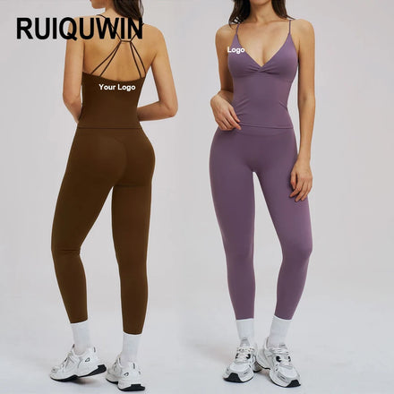 RUIQUIWIN Wholesale Active Wear Sportswear 2 Piece Set Gym Fitness Sets Seamless Women Sports Clothes Fitness Yoga Set