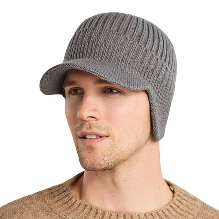 New Custom Winter Outdoor Sports Cycling Ski Warm Hat Cap Knit Visor Earflaps Beanie Hat for Men