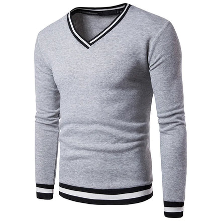 M-3XL Customized logo Spring and Autumn Black and White Color Matching Rib Casual Sweater Long Sleeve V-neck Slim Sweater