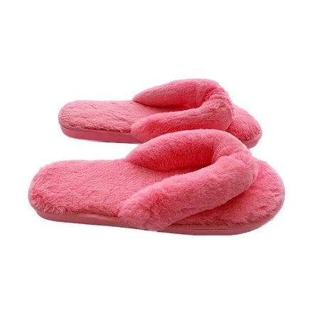 Wholesale Custom Faux Fur Warm Winter Mules Fluffy Indoor Flip Flops Women Anti slip Plush Shoes Home Bedroom