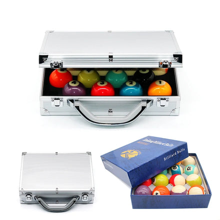 Billiards Kit Competition Aluminum Billiard Accessories Ball Case/Box/Suitcase + 16pcs Pool Balls Gift Set
