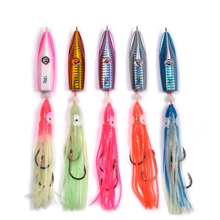 Wholesale 80g to 200g OEM Luminous 30Cm Souple Soft Plastic Octopus Tuna Lure Squid Fishing Lure Hooks Squid Jigs Squid Skirt