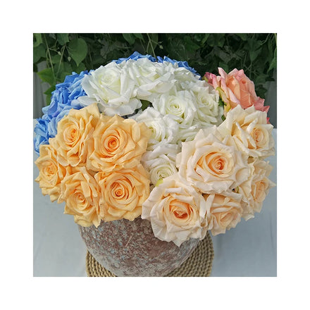 Flower Heads 9 Flower Artificial Curled Large Rose Head for Wedding Decoration