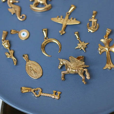 Stainless Steel Virgin Mary Cross Rose Pendants for Jewelry Making Stainless Steel Jewelry Waterproof 18k Necklace Moon Charm