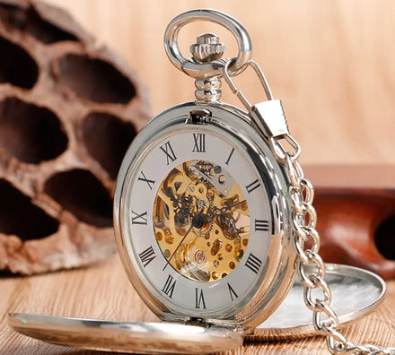 Antique Polished Double Face Hand Mechanical Retro Roman Pocket Watches