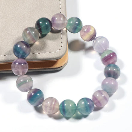Gemstone Wholesale Healing Bracelet Natural Ice Rainbow Fluorite Crystal Bracelets Healing Natural Stone Bracelet for Women