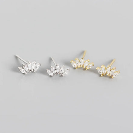 Ins 925 Sterling Silver Micro Pave CZ Flower Earrings 18K Gold Plated Geometric Eyes Stud Earrings for Women Girls