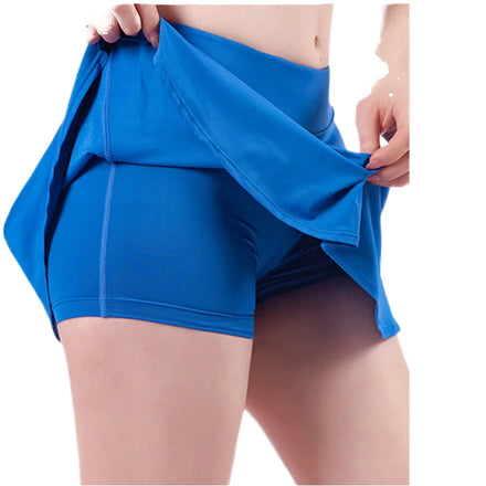 Women's Quick-Drying High Waist Yoga Culottes Elastic Tennis Training Sports Shorts Summer Running Fitness Skirt Logo Decoration