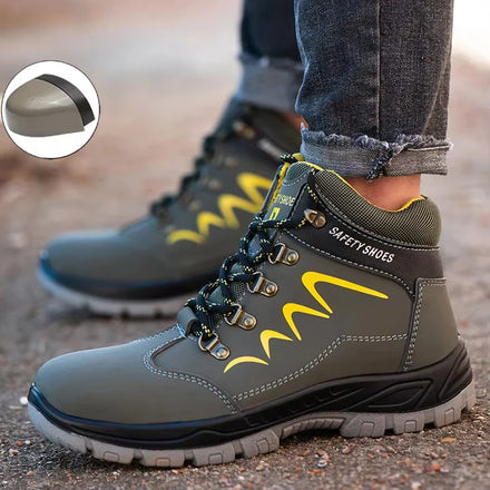 Durable Patent Leather Suede Winter Work Boots Comfortable Waterproof Steel Toe Rubber Outsole Construction Factory Safety Boots