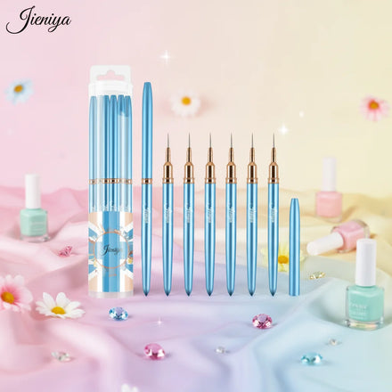 Wholesale Kolinsky/Nylon Custom Hair Blue Metal Handle Nail Art Brush for Liner Brush Sculpture Brush