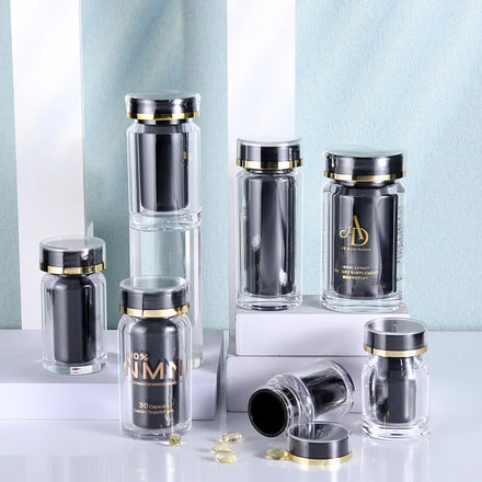 IN STOCK Long Empty Plastic Pill Bottles Medicine Container Vitamin Capsule Holder PS Double Bottles for NMN Vitamin